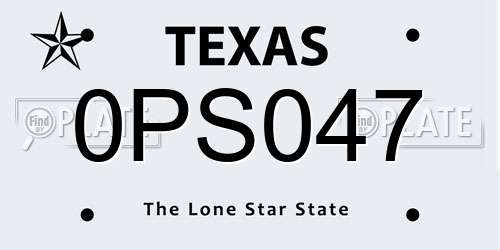 0PS047 Texas License Plate