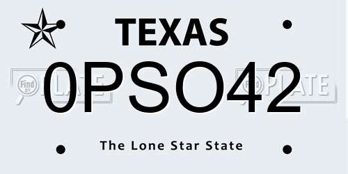 0PSO42 Texas License Plate