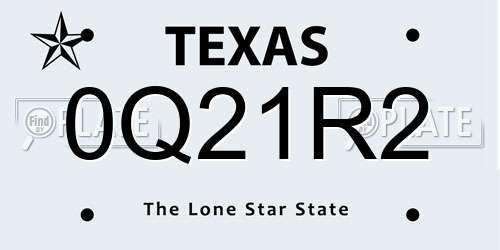 0Q21R2 Texas License Plate