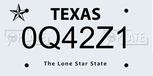 0Q42Z1 Texas License Plate