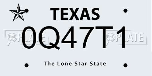 0Q47T1 Texas License Plate