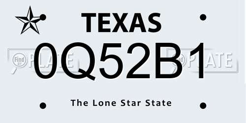 0Q52B1 Texas License Plate