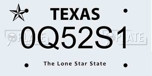 0Q52S1 Texas License Plate
