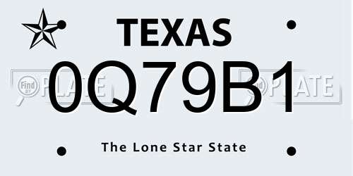 0Q79B1 Texas License Plate