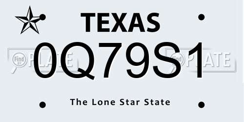 0Q79S1 Texas License Plate