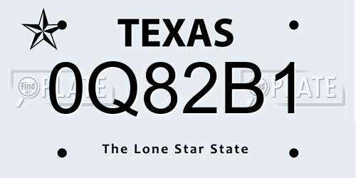 0Q82B1 Texas License Plate