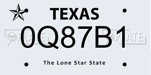 0Q87B1 Texas License Plate