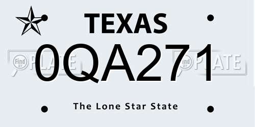 0QA271 Texas License Plate