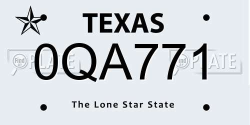 0QA771 Texas License Plate