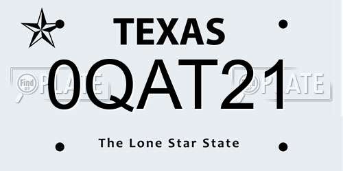 0QAT21 Texas License Plate