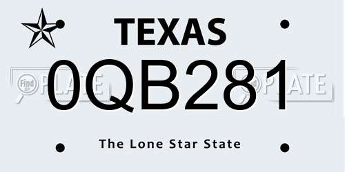 0QB281 Texas License Plate