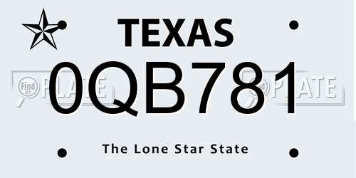 0QB781 Texas License Plate