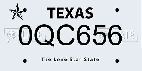 0QC656 Texas License Plate