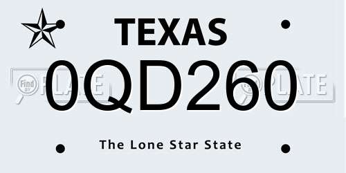 0QD260 Texas License Plate