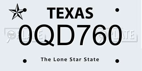 0QD760 Texas License Plate