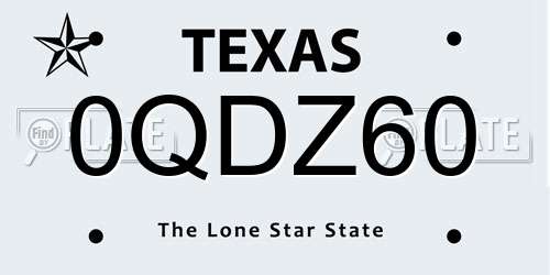 0QDZ60 Texas License Plate