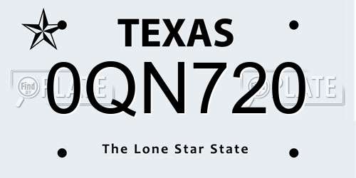 0QN720 Texas License Plate