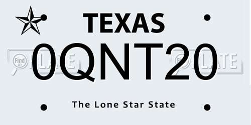 0QNT20 Texas License Plate