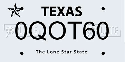 0QOT60 Texas License Plate