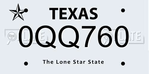 0QQ760 Texas License Plate