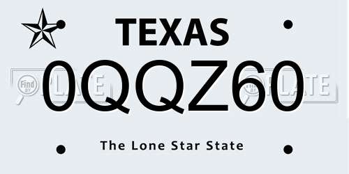 0QQZ60 Texas License Plate