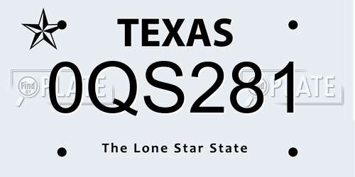 0QS281 Texas License Plate