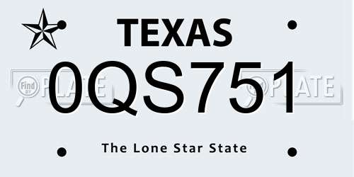 0QS751 Texas License Plate