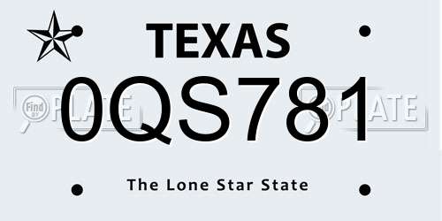 0QS781 Texas License Plate