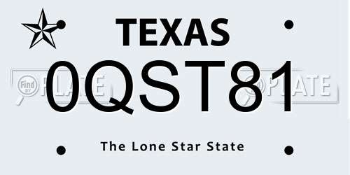 0QST81 Texas License Plate