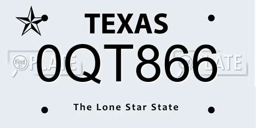 0QT866 Texas License Plate