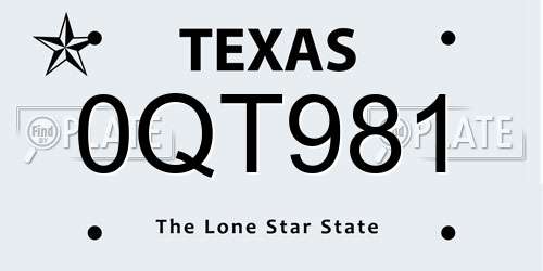 0QT981 Texas License Plate