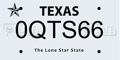 0QTS66 Texas License Plate