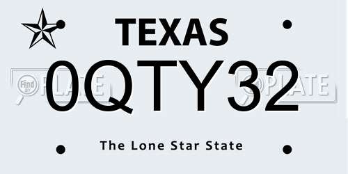 0QTY32 Texas License Plate
