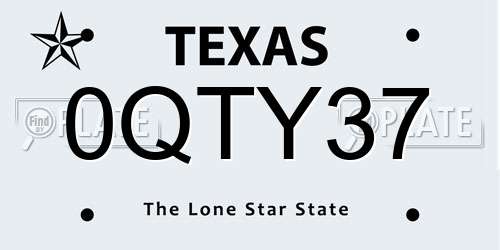 0QTY37 Texas License Plate