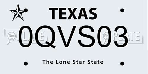 0QVS03 Texas License Plate