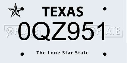 0QZ951 Texas License Plate