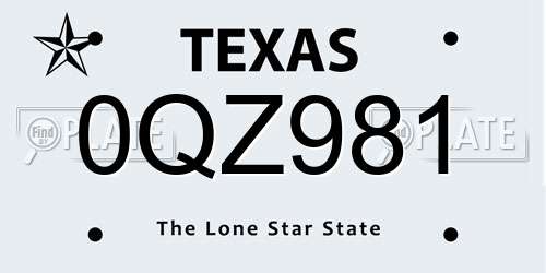 0QZ981 Texas License Plate