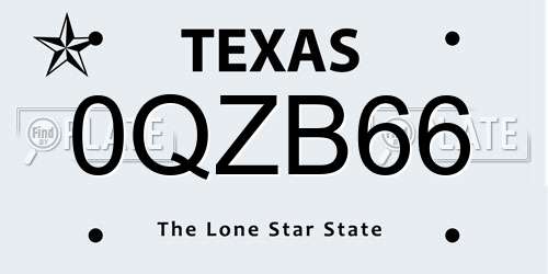0QZB66 Texas License Plate