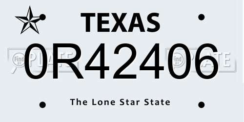 0R42406 Texas License Plate