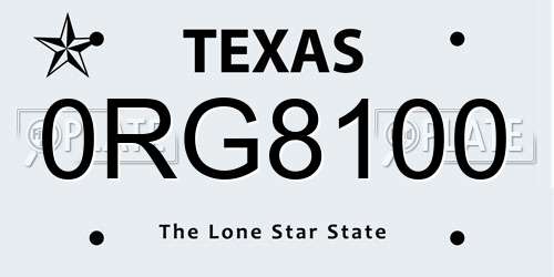 0RG8100 Texas License Plate