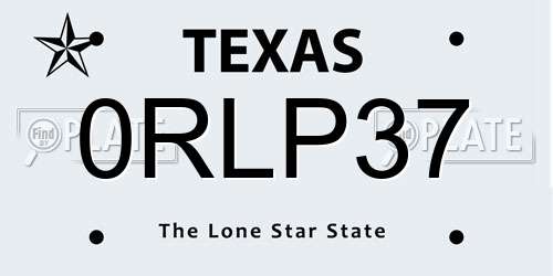 0RLP37 Texas License Plate