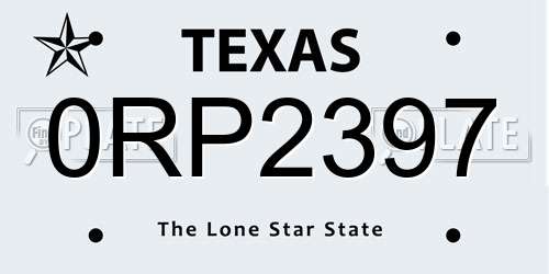 0RP2397 Texas License Plate