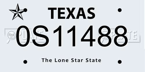 0S11488 Texas License Plate
