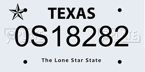 0S18282 Texas License Plate