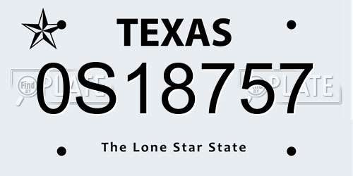 0S18757 Texas License Plate