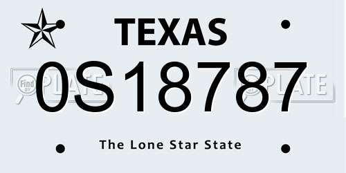 0S18787 Texas License Plate