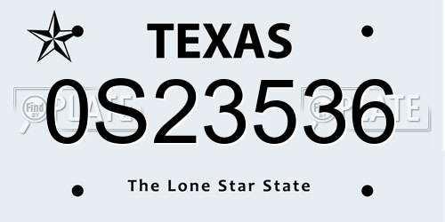0S23536 Texas License Plate