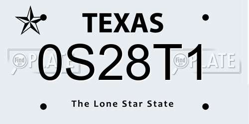 0S28T1 Texas License Plate