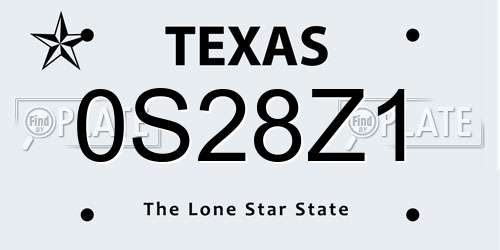 0S28Z1 Texas License Plate