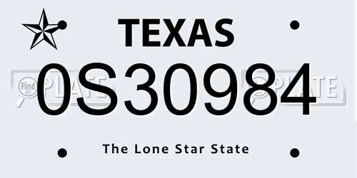 0S30984 Texas License Plate